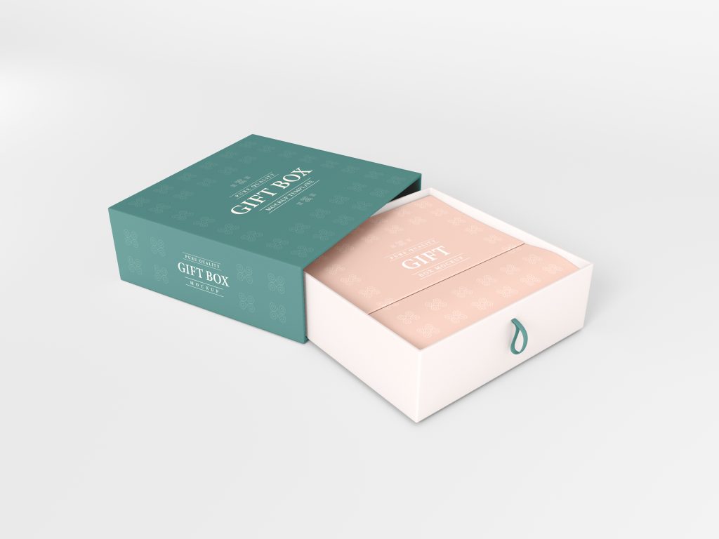 Square Gift Box With Cover Mockup