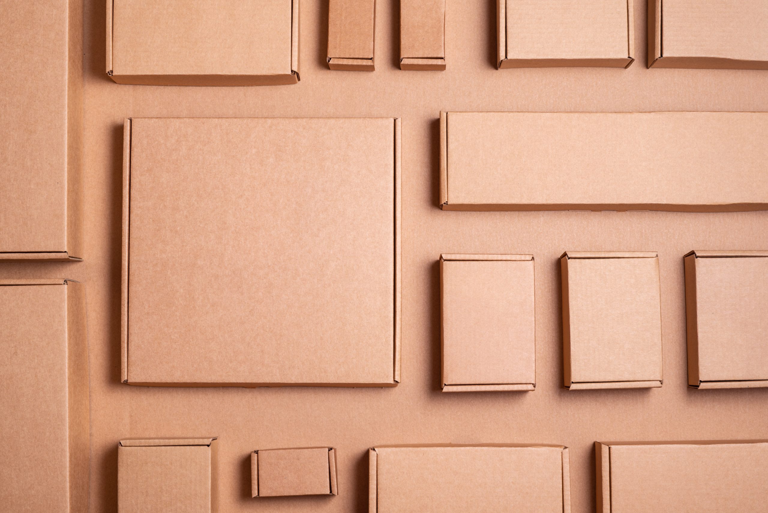 Set of Brown craft cardboard boxes, background